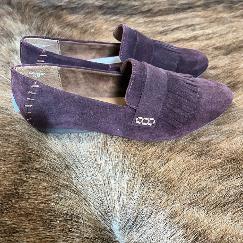 Born Women's Burgundy Suede Loafers - Picture 3 of 7